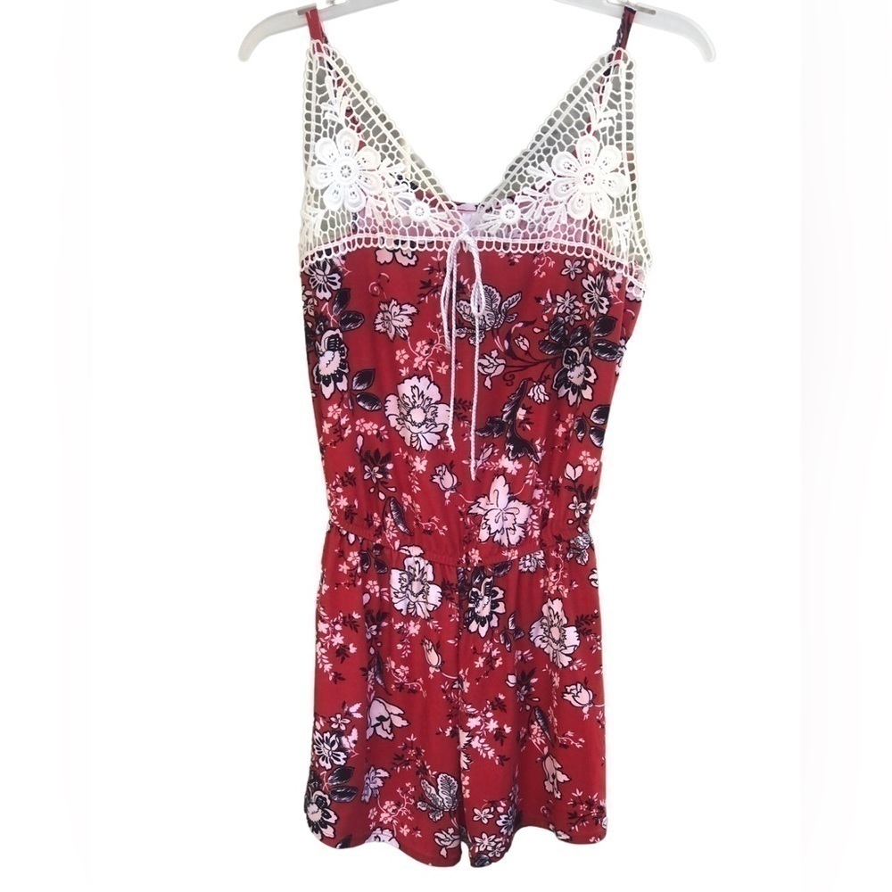 Juniors Small (3-5) NOBO Floral Red Romper - Picture 2 of 7